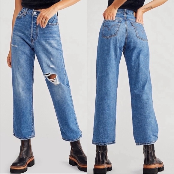 NWT Levi’s Ribcage Straight High Rise Ankle Jeans in Noe High Medium Wash - Picture 1 of 12